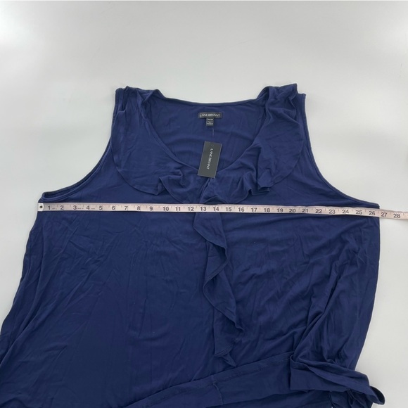 NWT Lane Bryant size 26/28 navy sleeveless v-neck tunic Jersey with ruffles - Picture 7 of 9